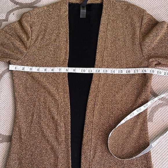 South Beach longline gold side slits open front Metallic Duster Cardigan Sweater - Picture 12 of 15